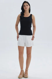 Polera Mujer Rib Lisa Negro