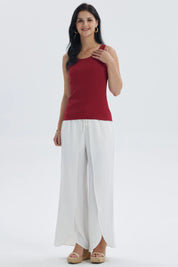 Polera Mujer Rib Lisa Rojo Oscuro