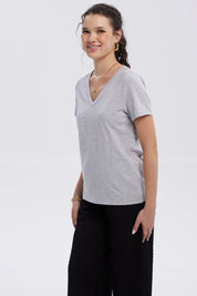 Polera Mujer Lisa Gris Melange