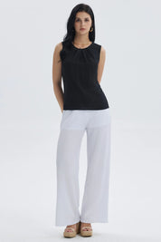 Blusa Mujer Lisa Pliegues Negro
