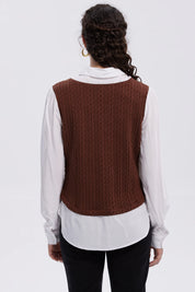 Sweater Mujer Aplicación Blusa Cafe Oscuro