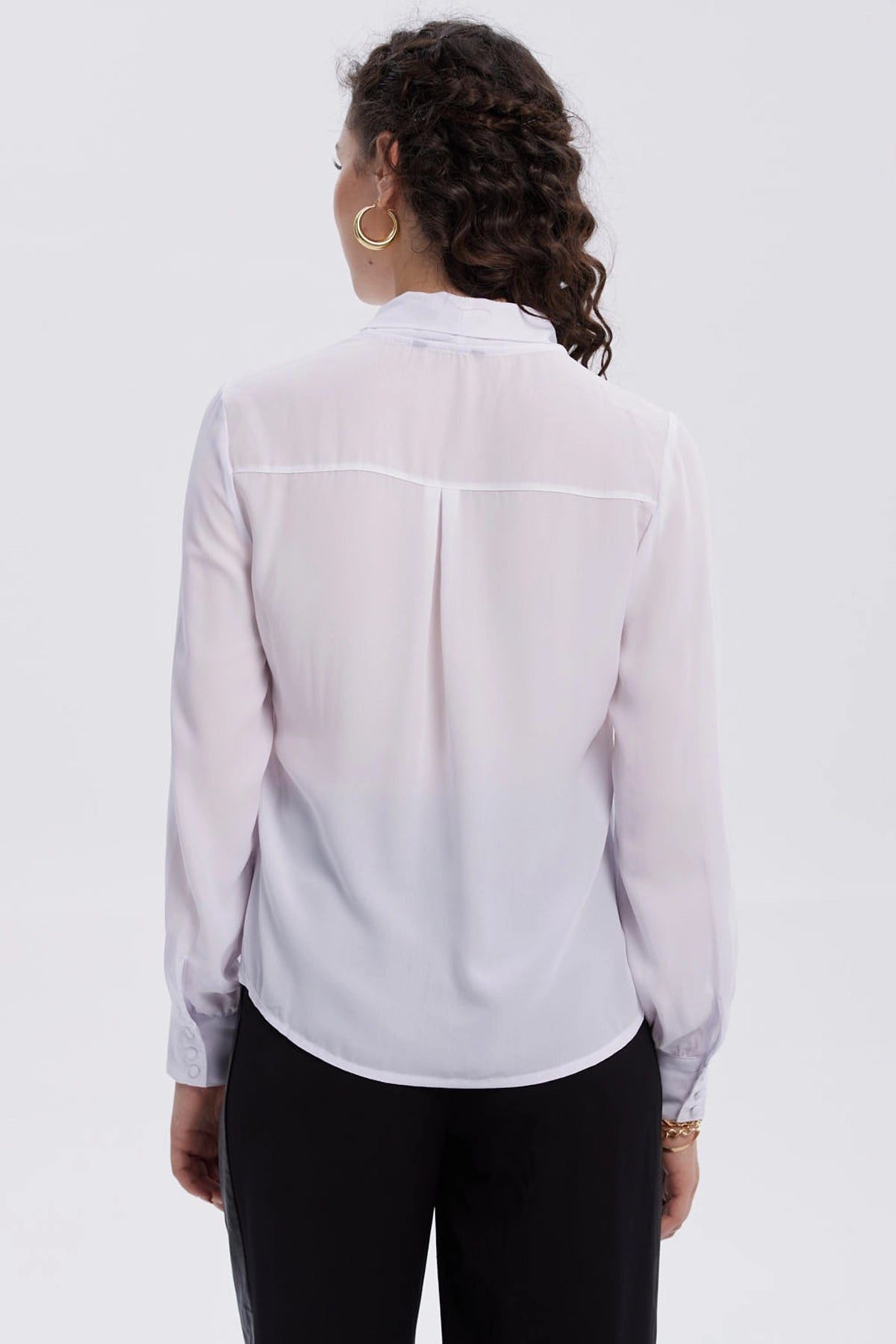 Blusa Mujer Abotonada Lisa Aplicación Blanco