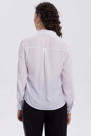 Blusa Mujer Abotonada Lisa Aplicación Blanco