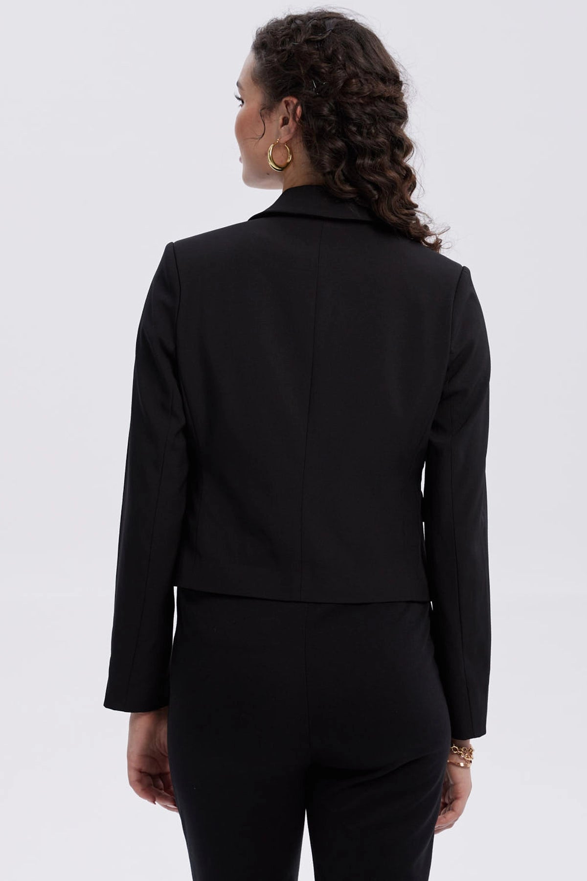 Blazer Mujer Botón Bolsillos Negro