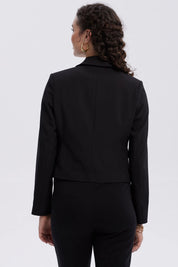 Blazer Mujer Botón Bolsillos Negro