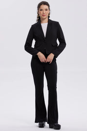 Blazer Mujer Botón Bolsillos Negro