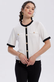 Sweater Mujer Abotonado Crudo