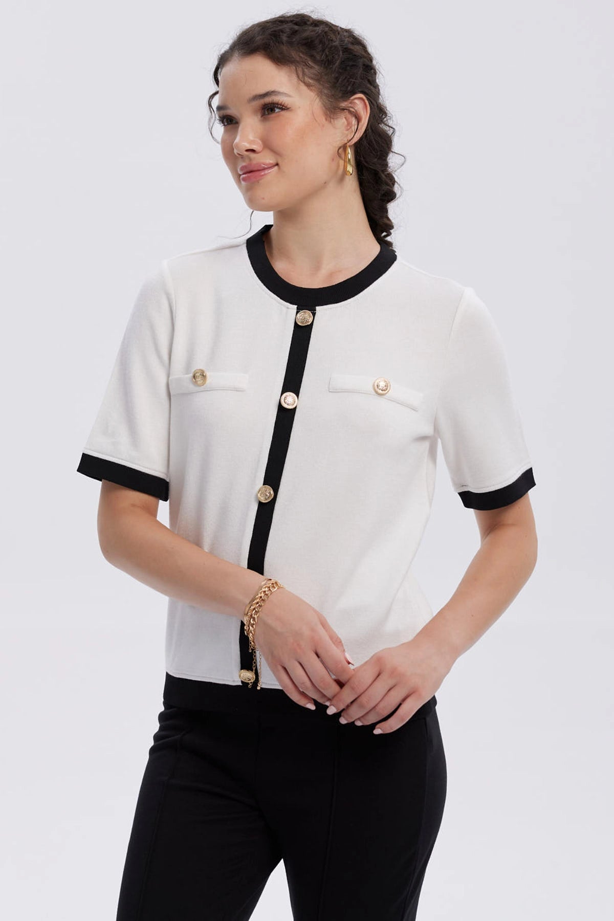 Sweater Mujer Abotonado Crudo