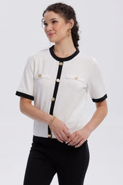 Sweater Mujer Abotonado Crudo