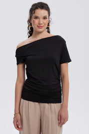 Polera Mujer Bardot Lisa Negro