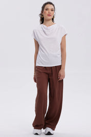 Pantalón Mujer Palazzo Liso Café Oscuro