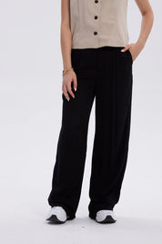 Pantalón Mujer Palazzo Liso Negro