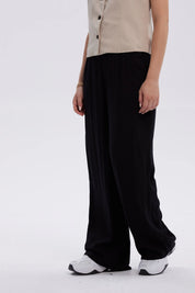 Pantalón Mujer Palazzo Liso Negro
