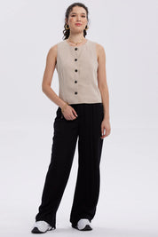 Pantalón Mujer Palazzo Liso Negro