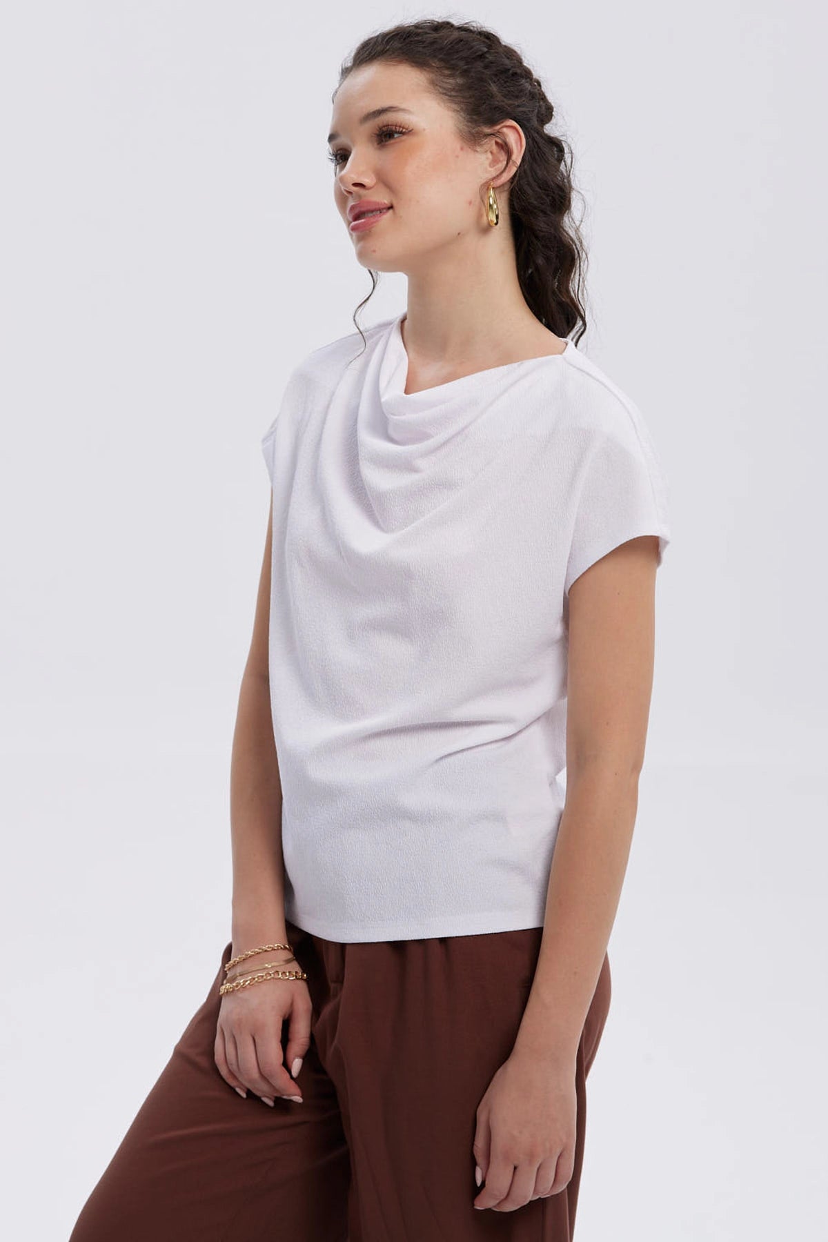 Polera Mujer Con Textura Blanco