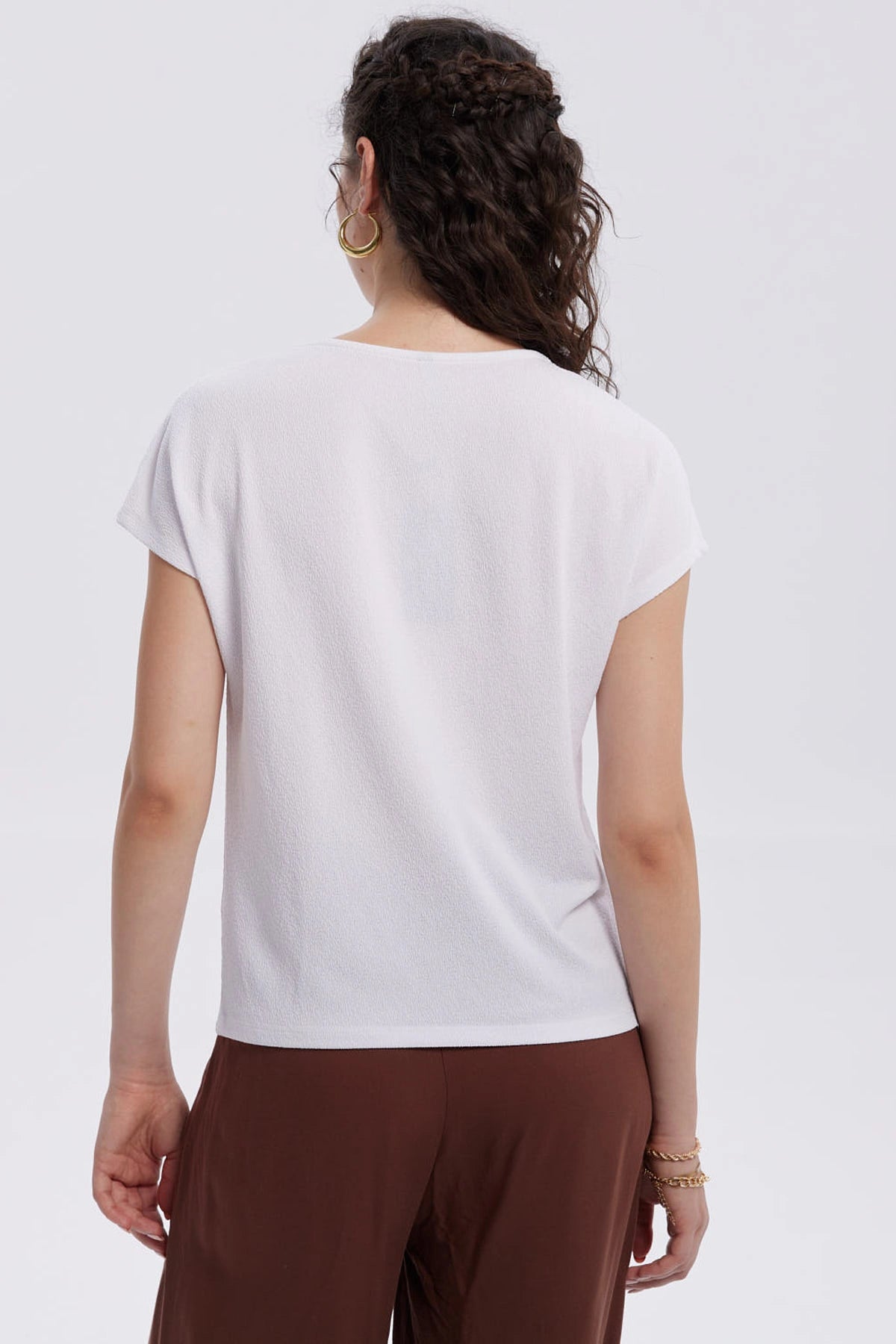 Polera Mujer Con Textura Blanco