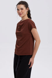 Polera Mujer Con Textura Café Oscuro