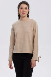 Sweater Mujer Mangas Beige