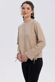 Sweater Mujer Mangas Beige