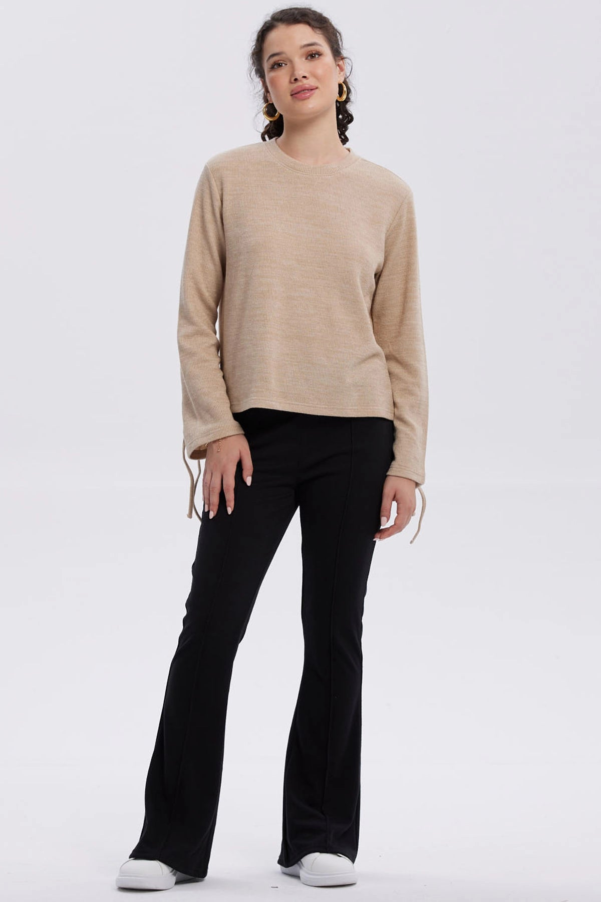 Sweater Mujer Mangas Beige