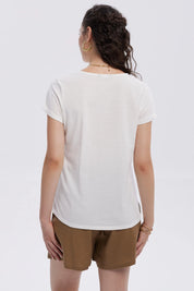 Polera Mujer Dobladillo Manga Crudo