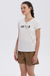 Polera Mujer Dobladillo Manga Crudo