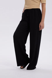 Pantalón Mujer Con Cordón Y Textura Negro