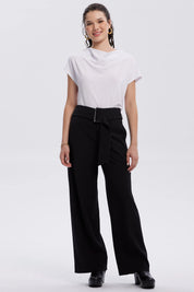 Pantalón Mujer Sastrero Con Cinturón Negro