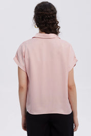 Blusa Mujer Satín Abotonada Palo Rosa