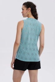 Polera Mujer Broderie Recogido Celeste