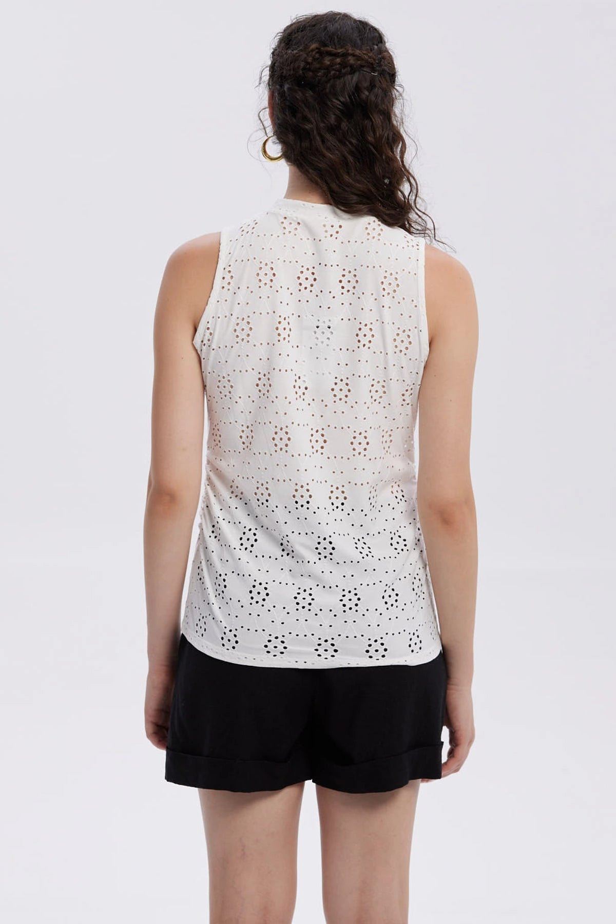 Polera Mujer Broderie Recogido Crudo