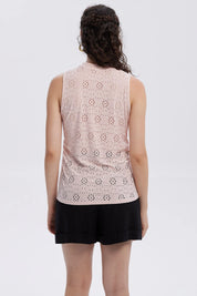 Polera Mujer Broderie Recogido Palo Rosa