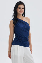 Polera Mujer Con Botones Azul Oscuro