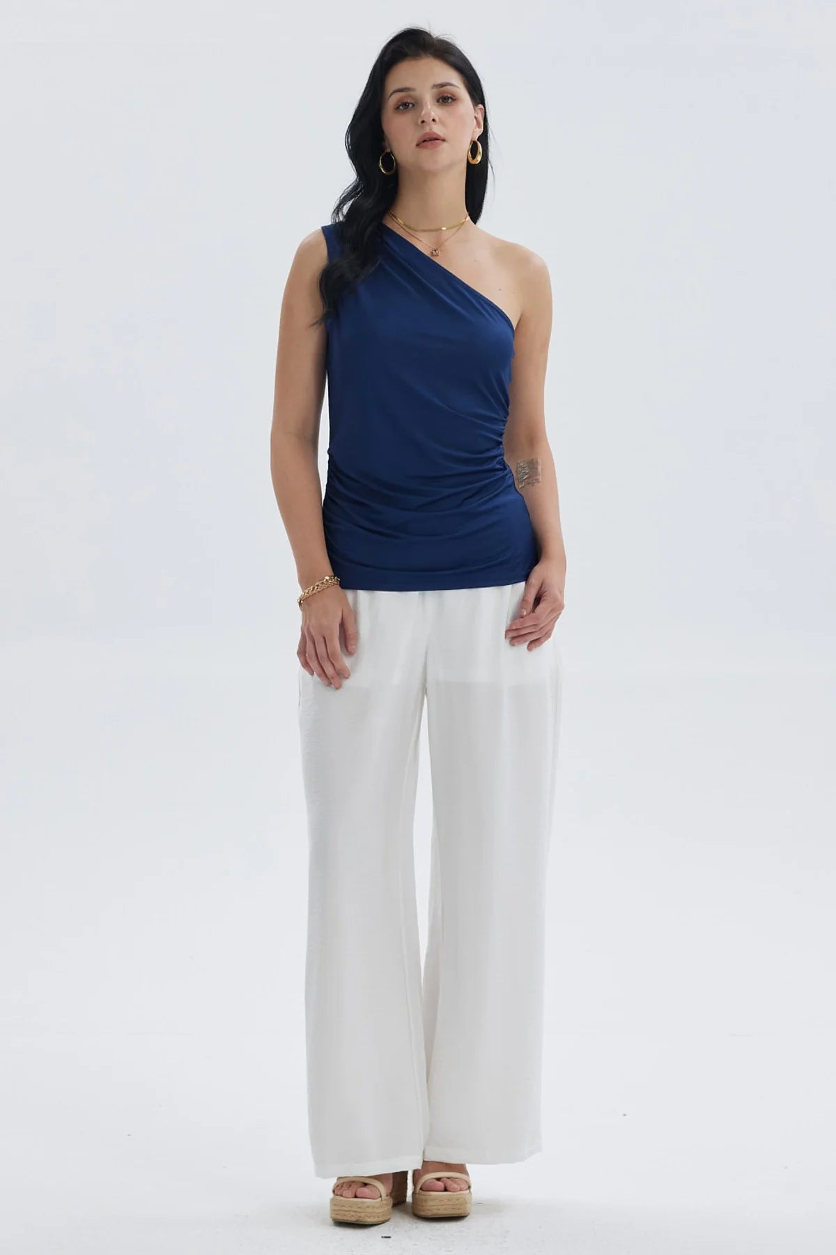 Polera Mujer Con Botones Azul Oscuro