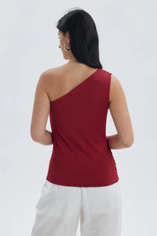 Polera Mujer Asimétrico Rojo Oscuro