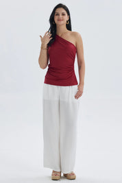 Polera Mujer Asimétrico Rojo Oscuro