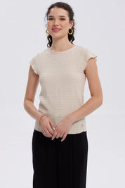 Polera Mujer Espalda Escote Cuadrado Arena