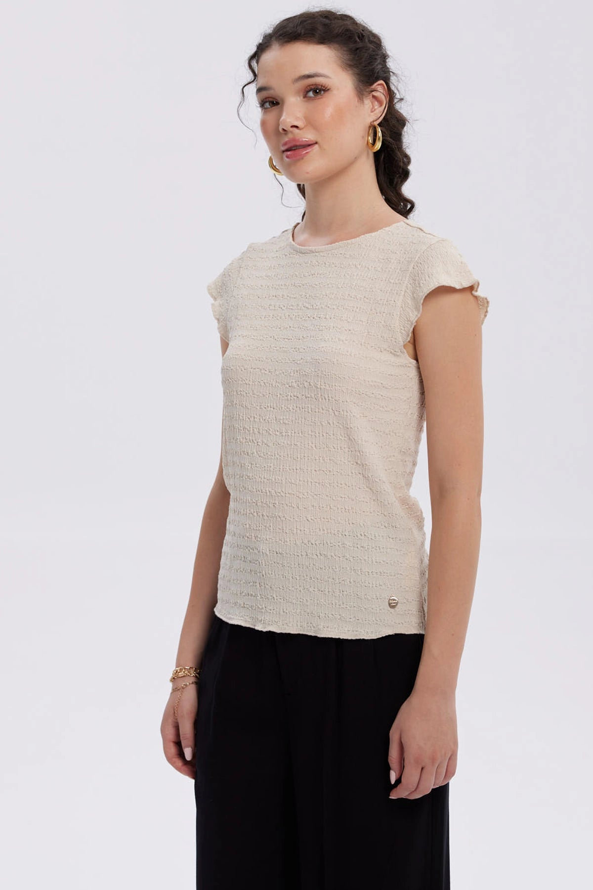 Polera Mujer Espalda Escote Cuadrado Arena
