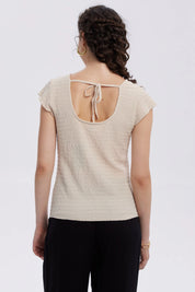 Polera Mujer Espalda Escote Cuadrado Arena