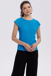 Polera Mujer Espalda Escote Cuadrado Azul Claro