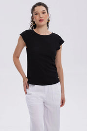 Polera Mujer Espalda Escote Cuadrado Negro