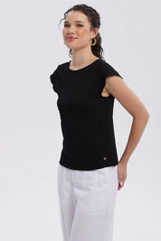 Polera Mujer Espalda Escote Cuadrado Negro