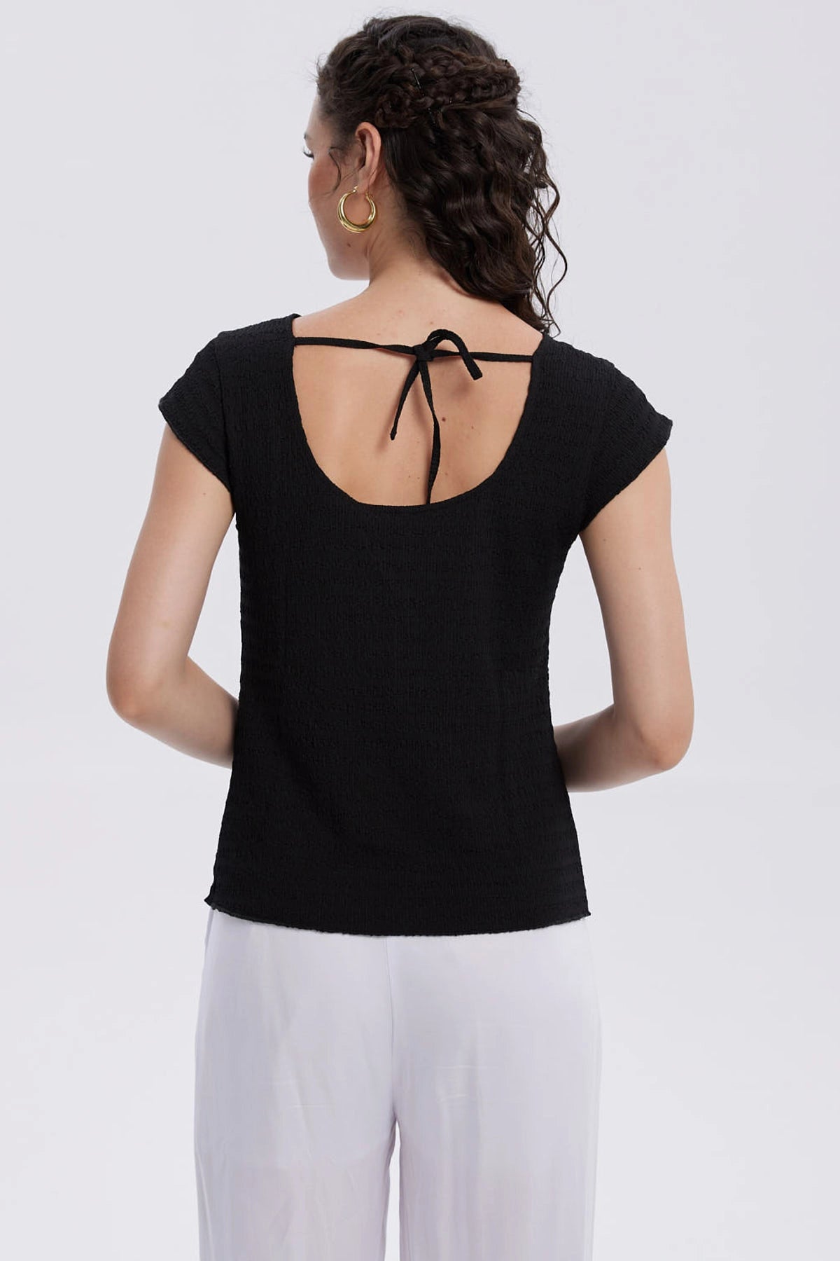 Polera Mujer Espalda Escote Cuadrado Negro
