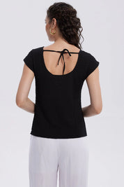 Polera Mujer Espalda Escote Cuadrado Negro