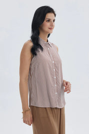 Blusa Mujer Abotonada Rapport Café Oscuro