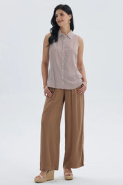 Blusa Mujer Abotonada Rapport Café Oscuro