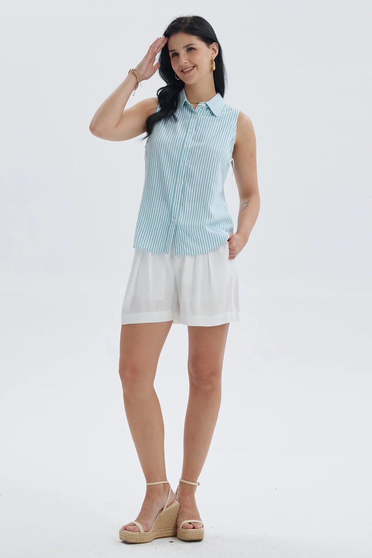 Blusa Mujer Abotonada Rapport Celeste