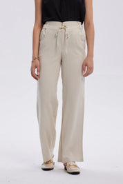 Pantalón Mujer Lino Amarra En Cintura Arena