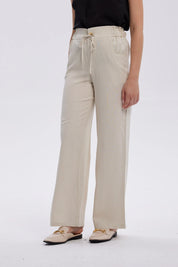 Pantalón Mujer Lino Amarra En Cintura Arena