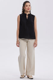 Pantalón Mujer Lino Amarra En Cintura Arena